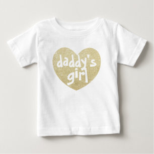 Daddy's Girl Glitter-Print heart Golden Baby T-Shirt