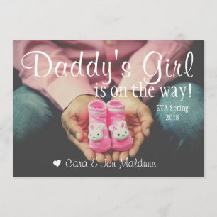 Daddy's Girl Pink Baby Girl Baby Announcement Card