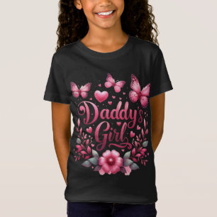 Daddy's Girl – Pink Butterfly Heart Design T-Shirt
