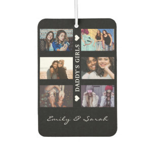 Daddy's Girls Custom 6 Photo collage & Name  Car Air Freshener
