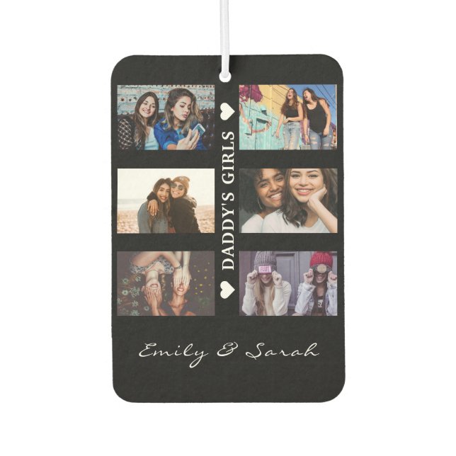 Daddy's Girls Custom 6 Photo collage & Name  Car Air Freshener (Front)