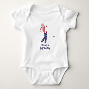 Daddy's Golf Buddy   American Flag Golf Player Baby Bodysuit