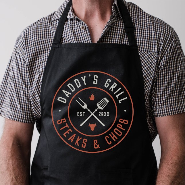 Daddy's Grill Personalised Year Established Apron (Creator Uploaded)