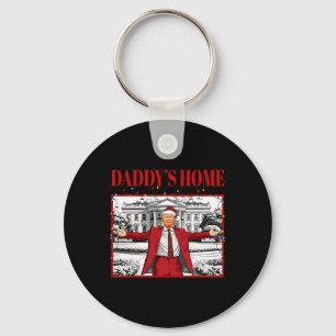 Daddy's Home For Christmas Santa Funny Trump Xmas Key Ring