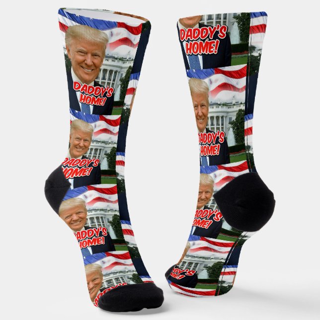 Daddy's Home President Donald Trump 2024 Victory Socks (Angled)