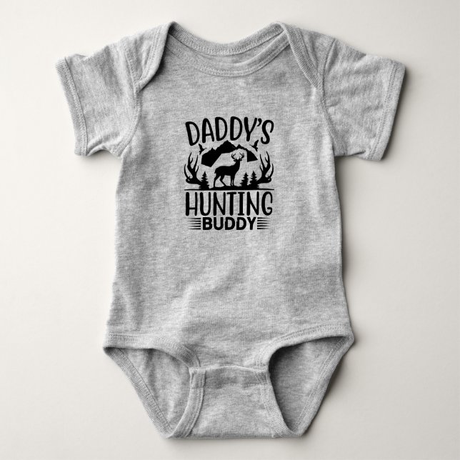 Daddy's Hunting Buddy with Deer  Baby Bodysuit (Front)