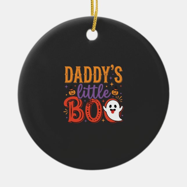 Daddy's Little Boo Halloween Ghost Design Ceramic Tree Decoration (Front)