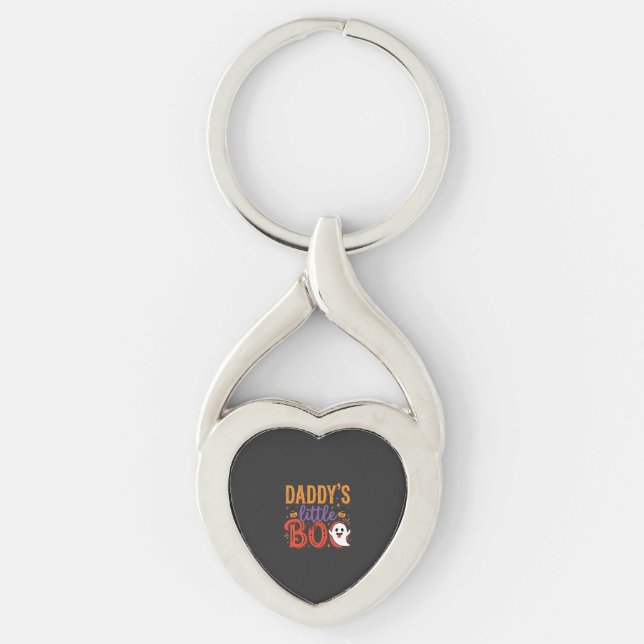 Daddy's Little Boo Halloween Ghost Design Key Ring (Front)