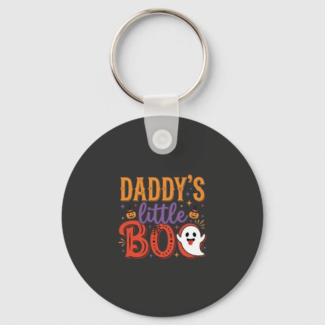 Daddy's Little Boo Halloween Ghost Design Key Ring (Front)