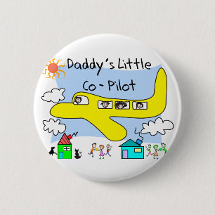 Daddy's Little Co-Pilot Kids T-Shirts 6 Cm Round Badge