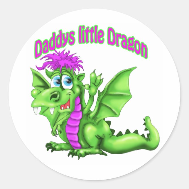 Daddy's Little dragon Classic Round Sticker (Front)