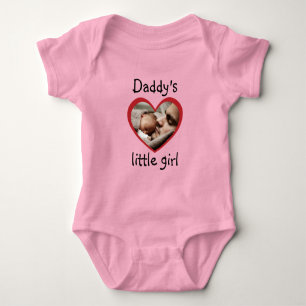 Daddy's little girl custom heart shaped photo baby bodysuit