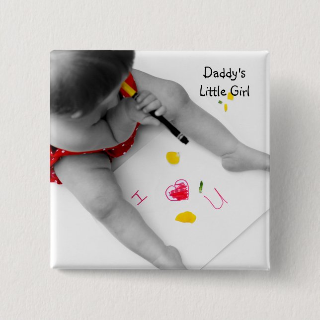 Daddys Little Girl I Love You Dad I Heart U 15 Cm Square Badge (Front)