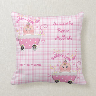 Daddy's Little Girl Pink Stroller  Throw Pillow