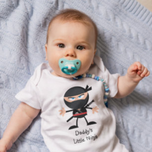 Daddy's Little Ninja Cartoon Graphic Baby Bodysuit