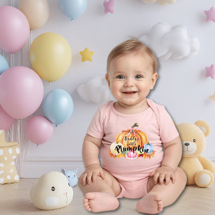 "Daddy's Little Plumpkin" Funny Fall Pun Pumpkin Baby Bodysuit