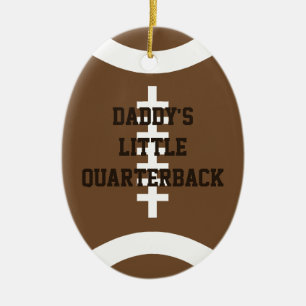 Daddy's Little Quarterback Vertical Photo Ceramic Tree Decoration
