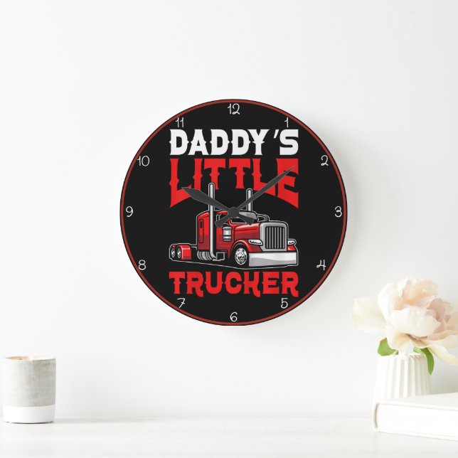  Daddy's Little Red Trucker Large Clock (Home)