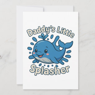 Daddy's Little Splasher Cute Baby Whale Invitation