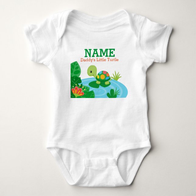 Daddy's Little Turtle Baby Jersey Bodysuit (Front)