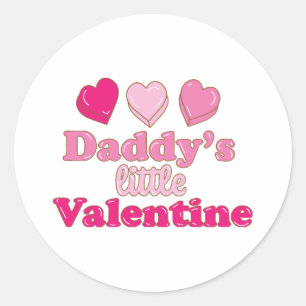 Daddy's Little Valentine design with hearts Classic Round Sticker