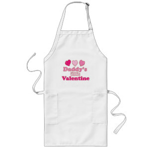 Daddy's Little Valentine design with hearts Long Apron