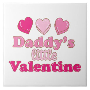 Daddy's Little Valentine design with hearts Tile