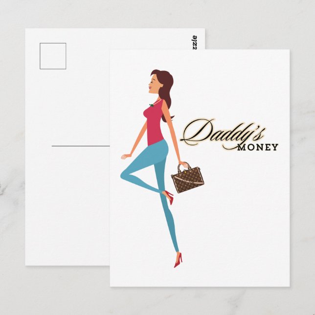 Daddy's Money, Cute & Sassy Teenage Girl, Funny Postcard (Front/Back)