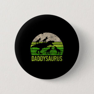 Daddysaurus 4 Four Kids Vintage Christmas Gift Fat 6 Cm Round Badge