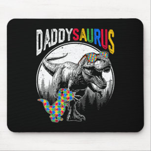 Daddysaurus Autism Sister Puzzle Pieces And T Rex Mouse Mat