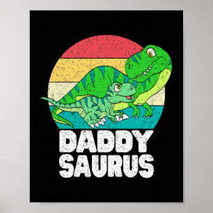Daddysaurus Dinosaur Daddy T Rex Baby Dino Family Poster
