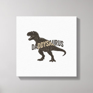 Daddysaurus Dinosaur Vintage Engraving Shirt Desig Canvas Print