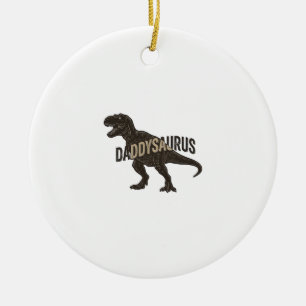 Daddysaurus Dinosaur Vintage Engraving Shirt Desig Ceramic Tree Decoration