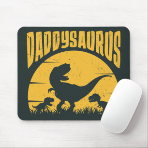 Daddysaurus Dinosaurs Father Dad Black Yellow Mouse Mat