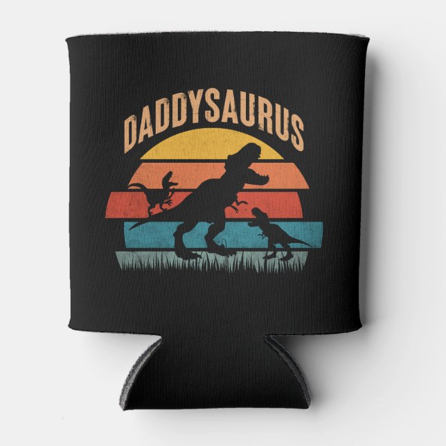 Daddysaurus - Fun Dinosaur Dad Design Can Cooler (Front)
