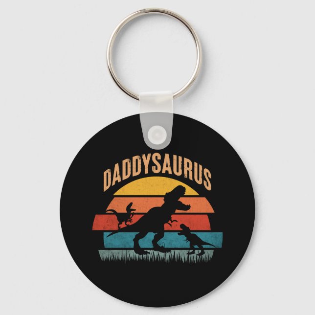 Daddysaurus - Fun Dinosaur Dad Design Key Ring (Front)
