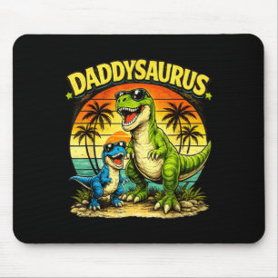 Daddysaurus funny dinosaur dad retro sunset mouse mat