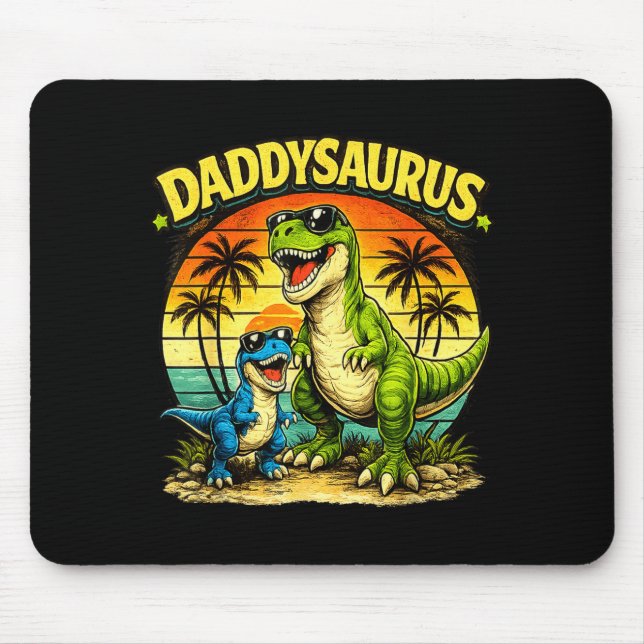 Daddysaurus funny dinosaur dad retro sunset mouse mat (Front)