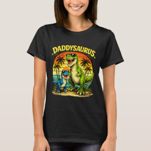 Daddysaurus funny dinosaur dad retro sunset T-Shirt