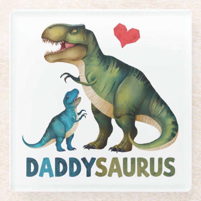 Daddysaurus Glass Coaster (Front)