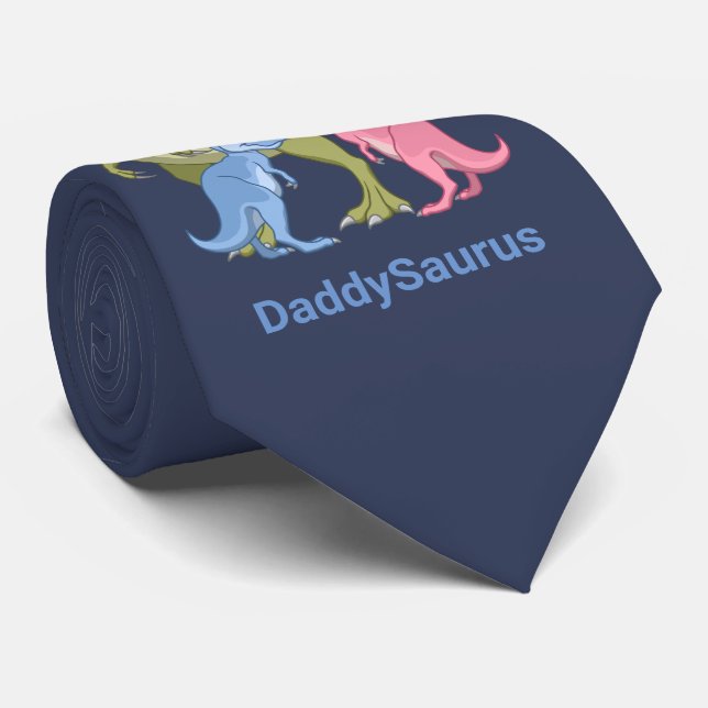 DaddySaurus Green T-Rex & Baby Girl Boy Dinosaurs Tie (Rolled)