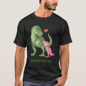 DaddySaurus Green T-Rex & Pink Baby Girl Dinosaurs T-Shirt (Front)