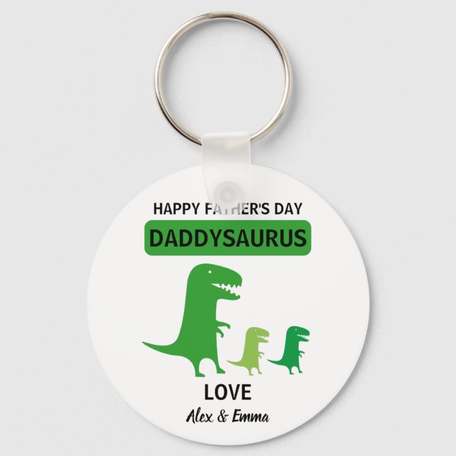 Daddysaurus, Personalized Father's Day Key Ring (Front)