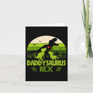 Daddysaurus Rex 2 Kids Sunset Dinosaur For Fathers Card