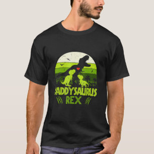 Daddysaurus Rex 2 Kids Sunset Dinosaur For Fathers T-Shirt