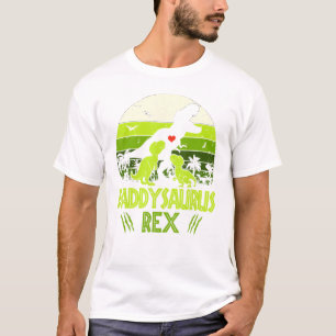 Daddysaurus Rex 2 Kids Sunset For Fathers Day T-Shirt