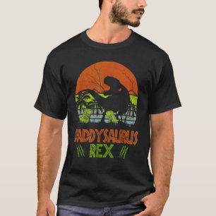 Daddysaurus Rex 2 Kids Sunset  For Fathers Day T-Shirt
