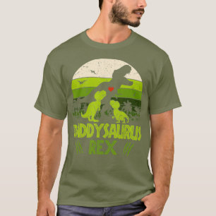 Daddysaurus Rex 2 Kids Sunset Tshirt For Fathers