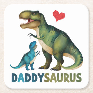 Daddysaurus Square Paper Coaster