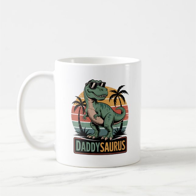 Daddysaurus T Rex Dinosaur Daddy Saurus  Coffee Mug (Left)